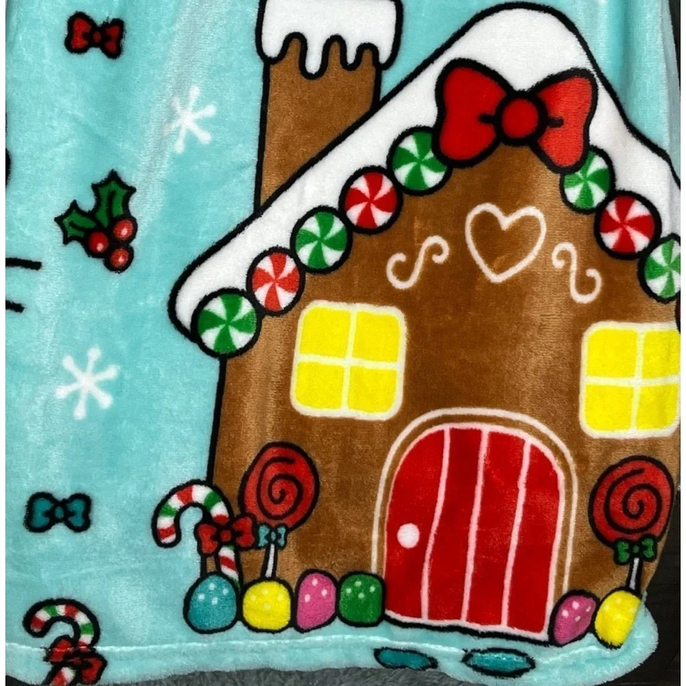 HELLO KITTY CHRISTMAS GINGERBREAD PLUSH THROW, NWT